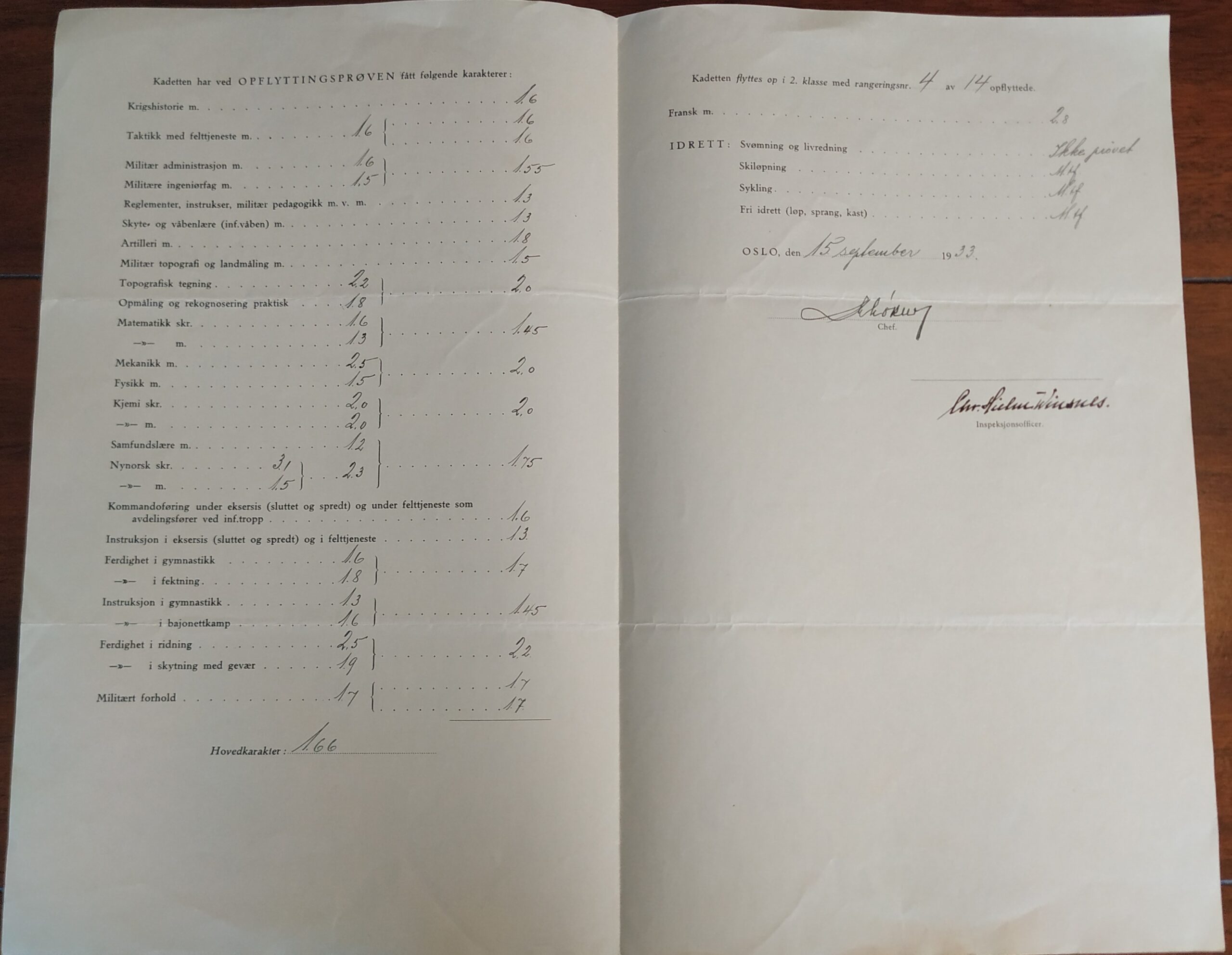 Oppflyttingsprøve Krigsskolen, side 2 og 3 Oppflyttingsprøve Krigsskolen, side 2 og 3