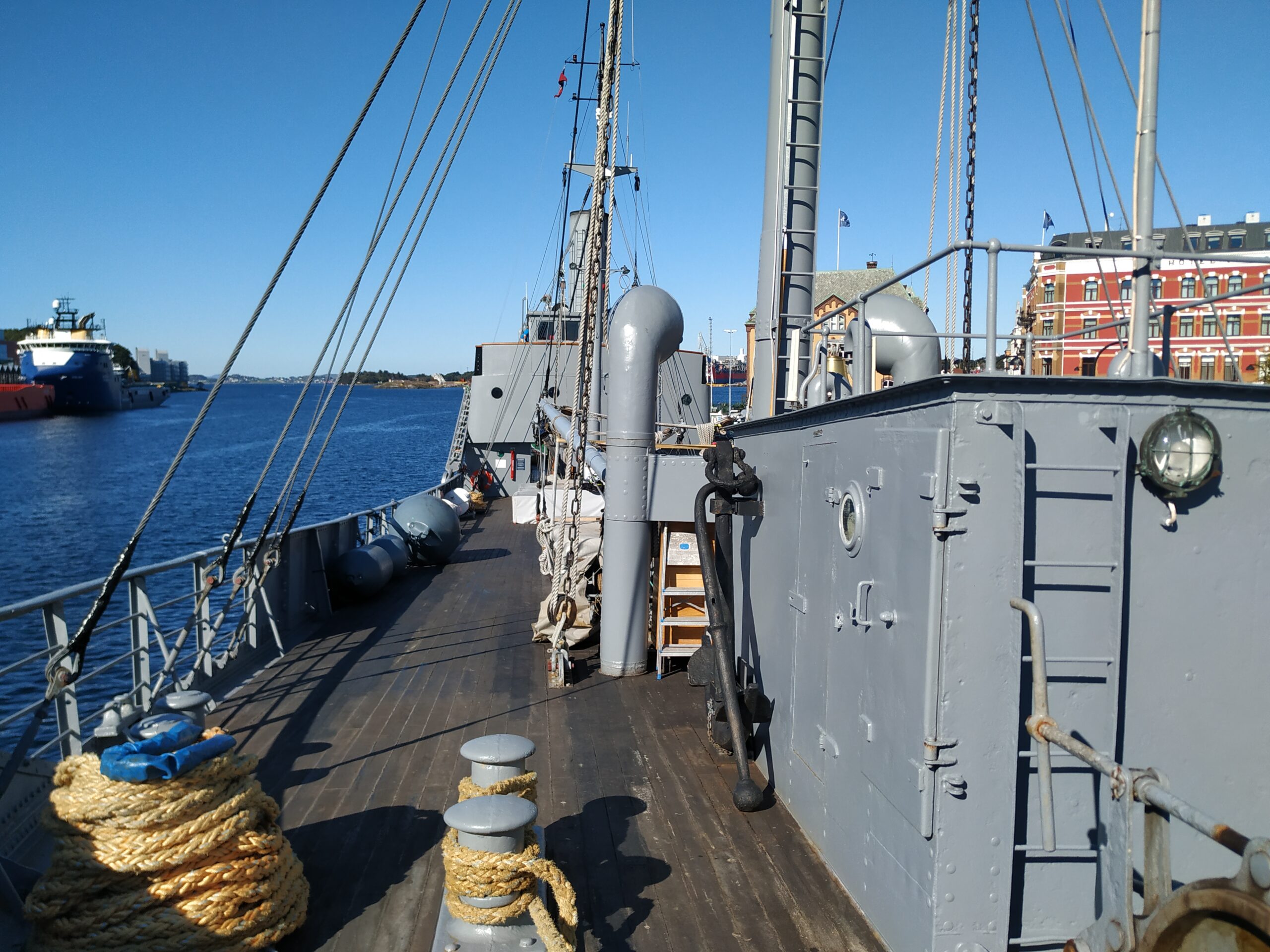 Ombord på D/S Hestmanden til kai i Stavanger, 2021